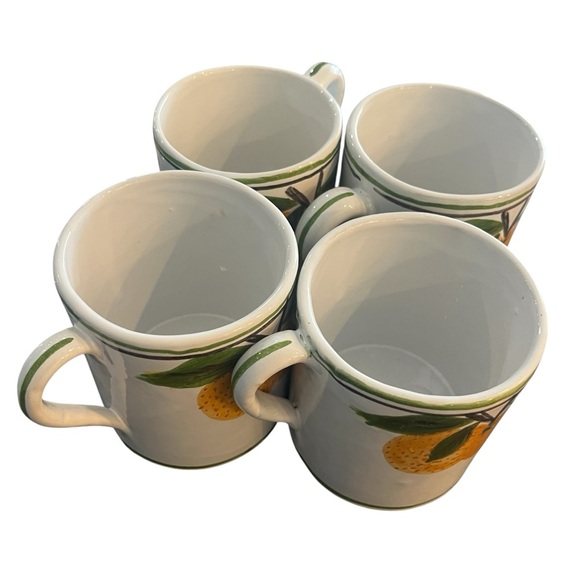 Set of Four Italian Mugs Hand Painted Persimmons Signed - Picture 7 of 11